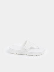 Yours Curve White E Wide Fit Diamante T-Bar Sandals - Image 3 of 5