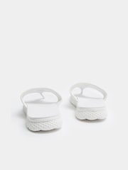 Yours Curve White E Wide Fit Diamante T-Bar Sandals - Image 4 of 5