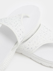 Yours Curve White E Wide Fit Diamante T-Bar Sandals - Image 5 of 5