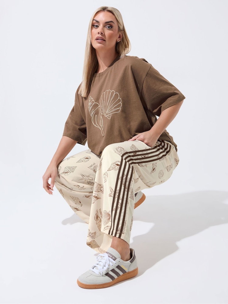 Yours Curve Nude Limited Shell Print Wide Leg Trousers - Image 1 of 5