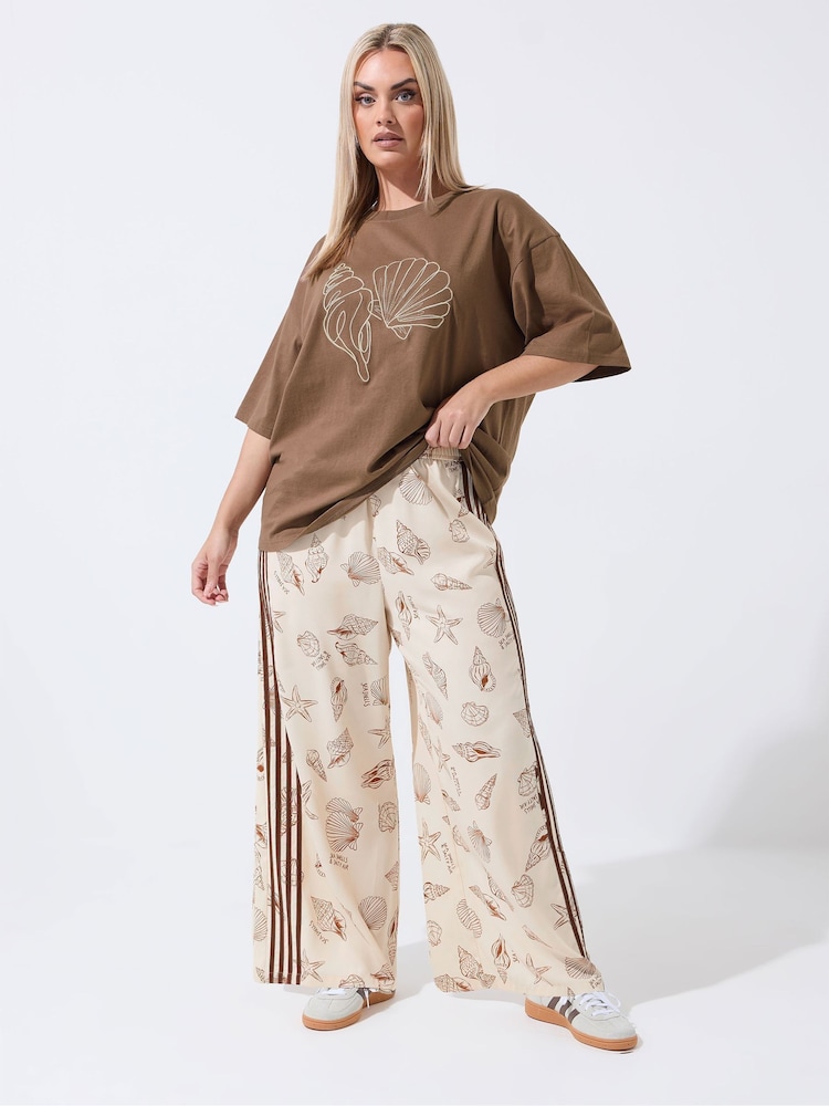 Yours Curve Nude Limited Shell Print Wide Leg Trousers - Image 2 of 5
