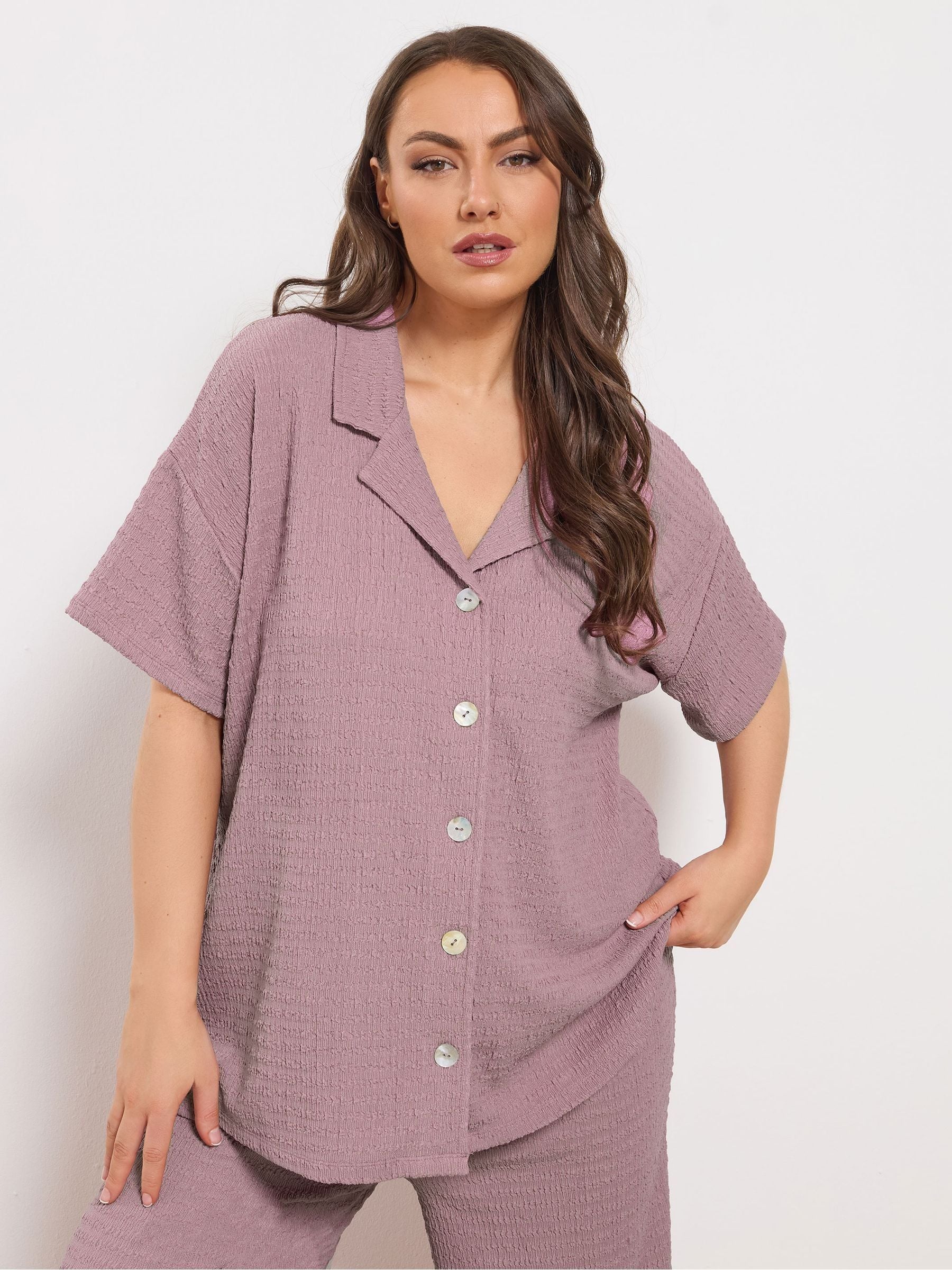 Yours Curve Women's Pink Textured Shirt