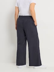 Yours Curve Blue Linen Blend Wide Leg Trousers - Image 3 of 5