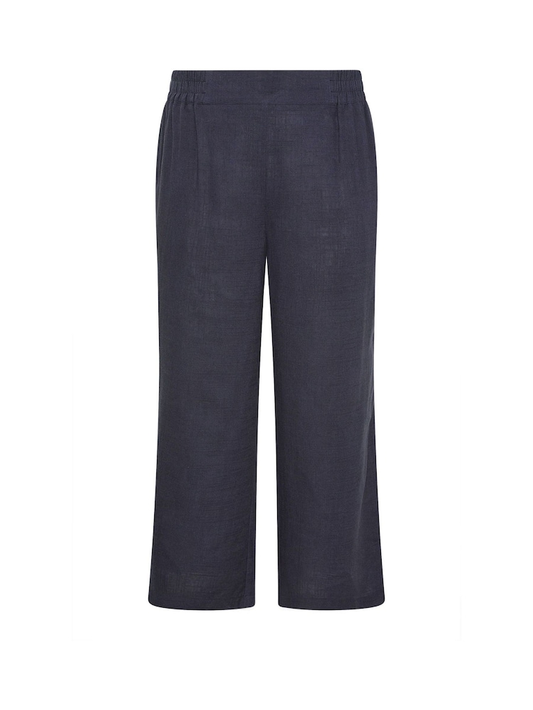 Yours Curve Blue Linen Blend Wide Leg Trousers - Image 5 of 5 Yours Curve Blue Linen Blend Wide Leg Trousers - Image 5 of 5