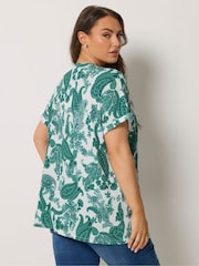 Yours Curve Green Pleated Front Top - Image 3 of 5