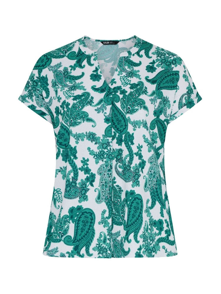 Yours Curve Green Pleated Front Top - Image 5 of 5