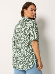 Yours Curve Green Abstract Crinkle Shirt - Image 3 of 5