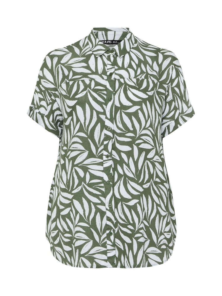 Yours Curve Green Abstract Crinkle Shirt - Image 5 of 5