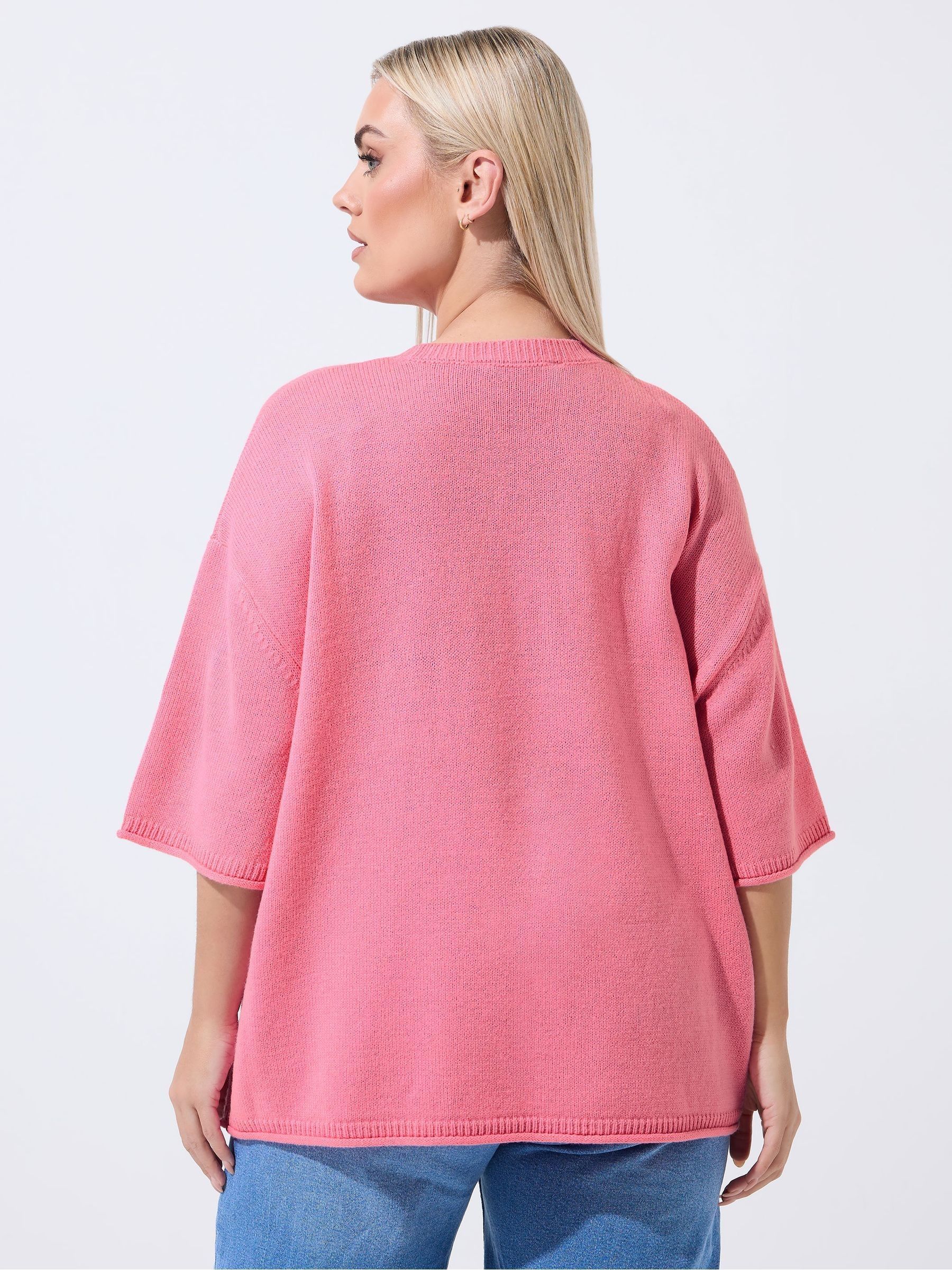 Buy Yours Curve Pink Limited Knitted Boxy Top from the Next UK