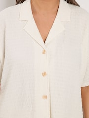 Yours Curve Cream Textured Shirt - Image 4 of 5