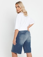 Yours Curve Blue Stretch Denim Shorts - Image 3 of 5