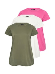 Yours Curve Green Core Short Sleeve T-Shirts 3 Pack - Image 6 of 9