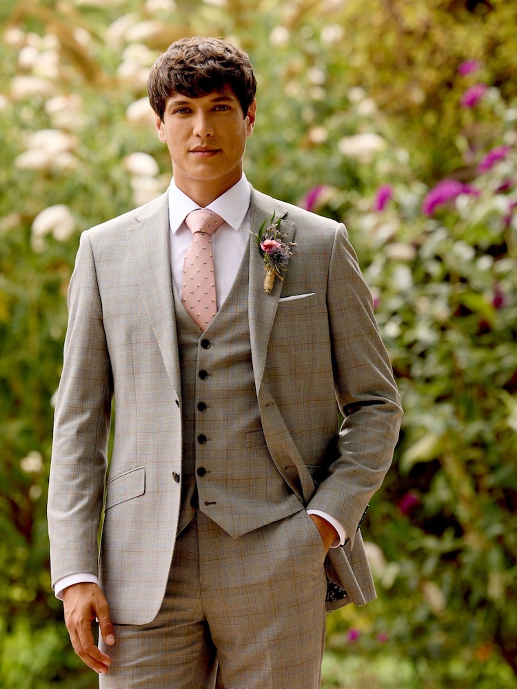 Skopes Natural Maron Check Tailored Fit Suit Jacket - Image 1 of 7