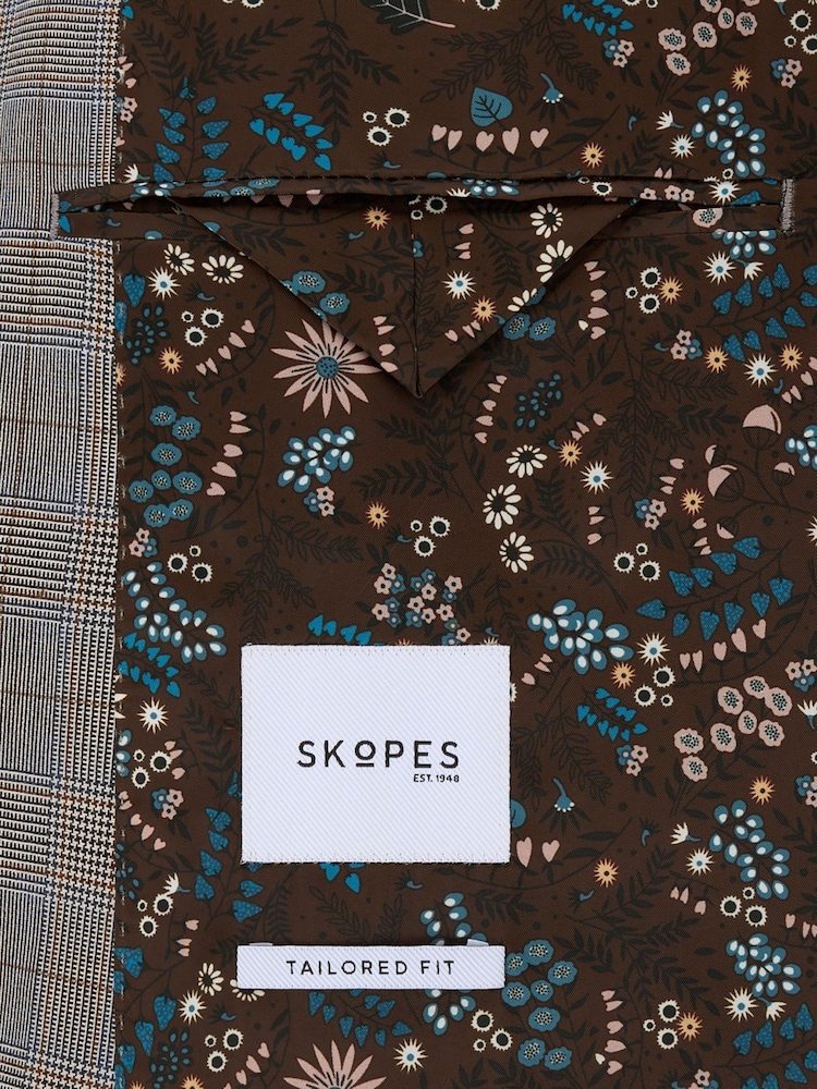 Skopes Natural Maron Check Tailored Fit Suit Jacket - Image 11 of 11