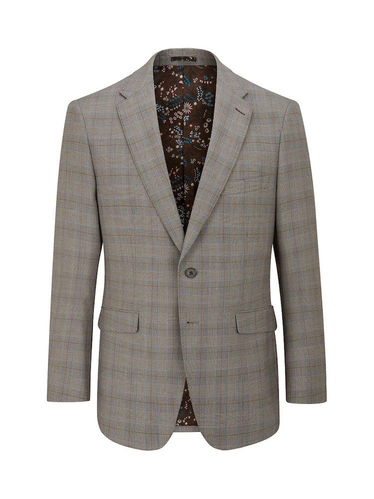 Skopes Natural Maron Check Tailored Fit Suit Jacket - Image 13 of 13