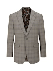 Skopes Natural Maron Check Tailored Fit Suit Jacket - Image 7 of 7