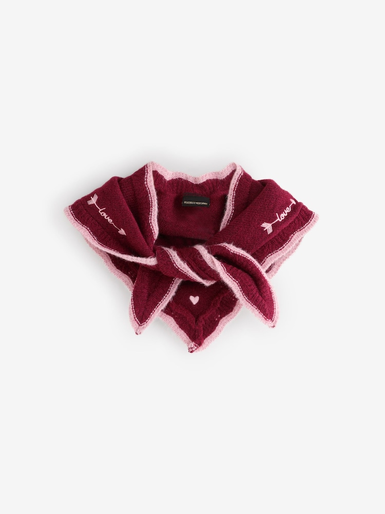 Rockett St George Burgundy Red Love Arrows Triangle Knitted Scarf - Image 1 of 3