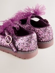 Vinröd Glitter - Grova Mary Jane-skor med rosett - Bild 4 av 5