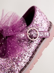 Vinröd Glitter - Grova Mary Jane-skor med rosett - Bild 5 av 5