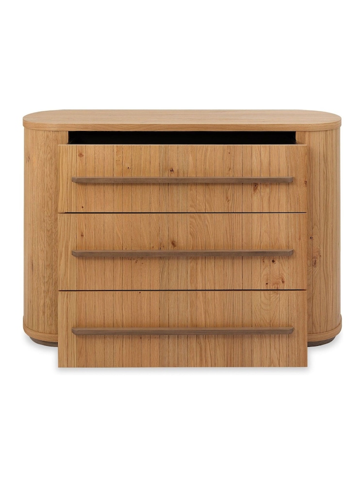 Bentley Designs Knotty Oak Vega 3 Drawer Chest - Image 4 of 4 Bentley Designs Knotty Oak Vega 3 Drawer Chest - Image 4 of 4