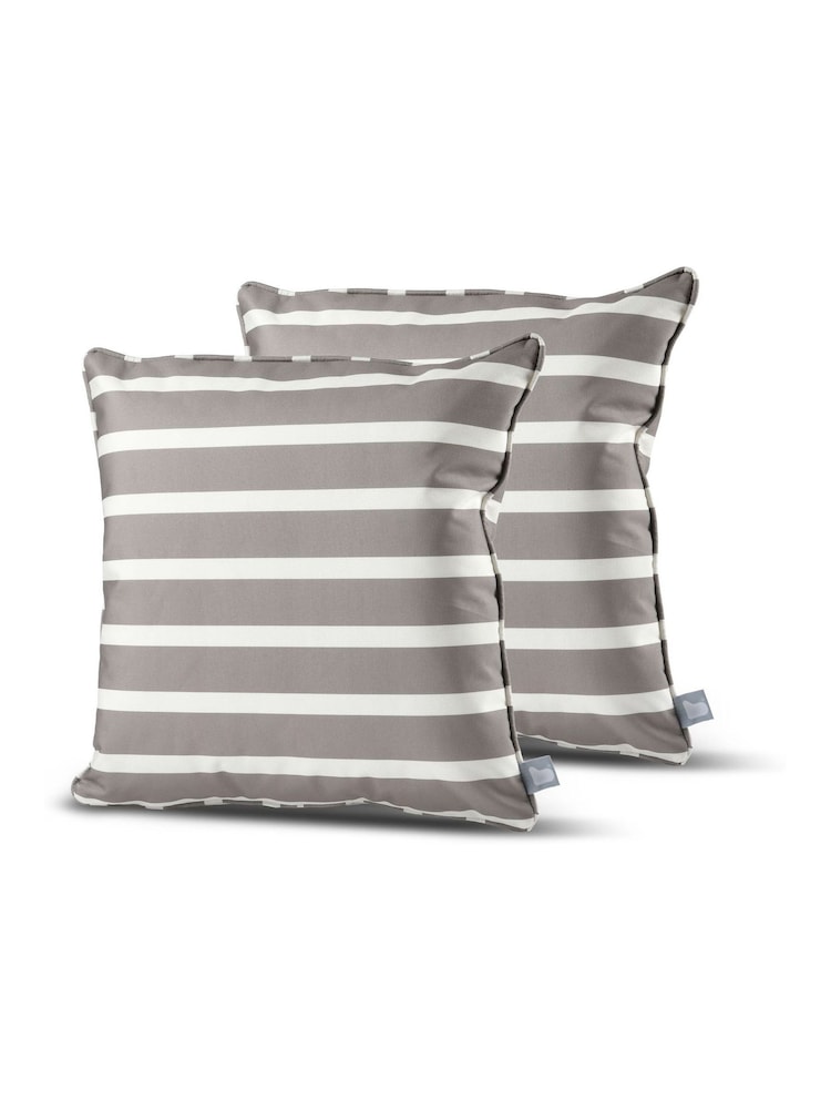 Extreme Lounging 2 Pack Silver Grey Outdoor B Awning Stripe Cushions - Image 1 of 2 Extreme Lounging 2 Pack Silver Grey Outdoor B Awning Stripe Cushions - Image 1 of 2
