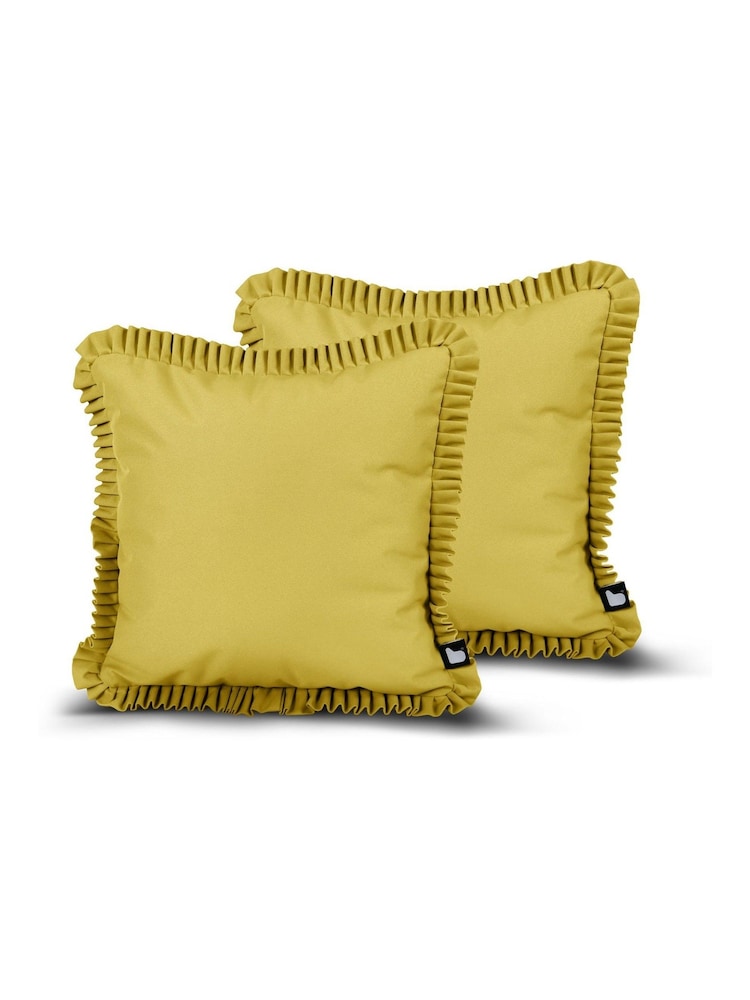 Extreme Lounging 2 Pack Butter Yellow Outdoor Frill B Cushions - Image 1 of 2