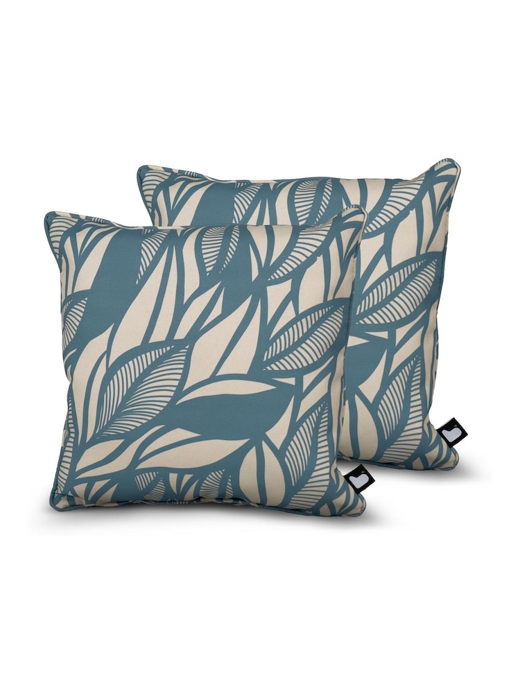 Extreme Lounging 2 Pack Sea Blue Outdoor B Poplar Leaf Cushions - Image 1 of 2