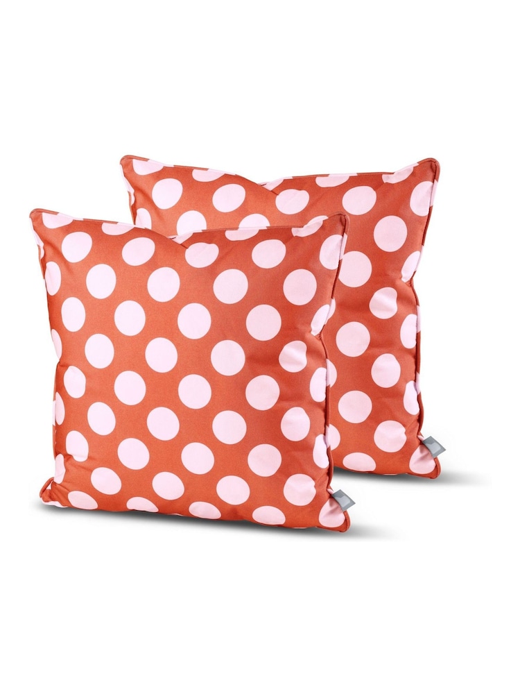 Extreme Lounging 2 Pack Orange Outdoor B Polka Cushions - Image 1 of 2 Extreme Lounging 2 Pack Orange Outdoor B Polka Cushions - Image 1 of 2