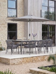 Bramblecrest Anthracite Antibes Rectangle Dining Table with 8 Chairs and Parasol - Image 1 of 6