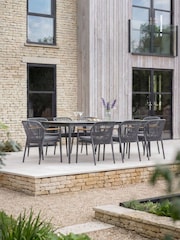 Bramblecrest Anthracite Antibes Rectangle Dining Table with 8 Chairs and Parasol - Image 2 of 6