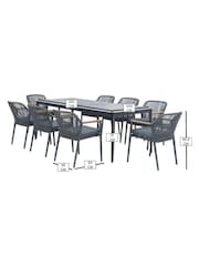Bramblecrest Anthracite Antibes Rectangle Dining Table with 8 Chairs and Parasol - Image 6 of 6