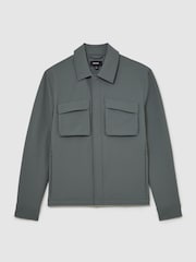 Reiss Soft Sage Green Divide Technical Twin-Pocket Overshirt - Image 2 of 8