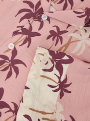 Reiss Pink Madrona Palm-Print Cuban-Collar Shirt - Image 6 of 6