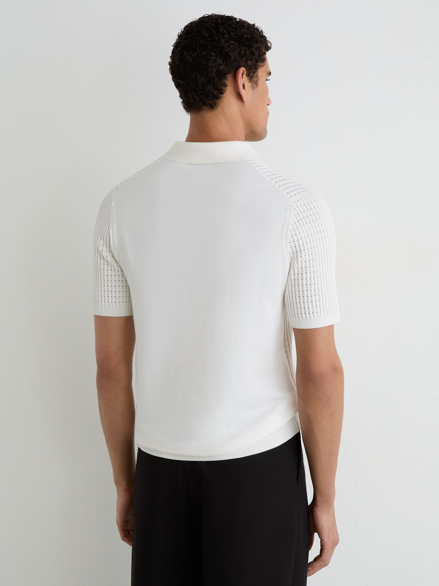 Buy Reiss White Merit Micro-Cable Knit Open-Collar Polo from Next USA