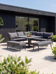 Bramblecrest Anthracite Antibes Square Sofa with Piston Adjustable Table and 2 Benches - Image 1 of 5