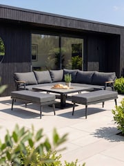Bramblecrest Anthracite Antibes Square Sofa with Piston Adjustable Table and 2 Benches - Image 2 of 5