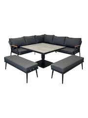 Bramblecrest Anthracite Antibes Square Sofa with Piston Adjustable Table and 2 Benches - Image 3 of 5