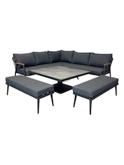 Bramblecrest Anthracite Antibes Square Sofa with Piston Adjustable Table and 2 Benches - Image 4 of 5