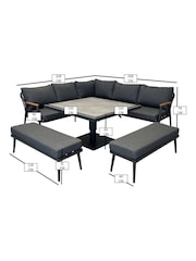 Bramblecrest Anthracite Antibes Square Sofa with Piston Adjustable Table and 2 Benches - Image 5 of 5