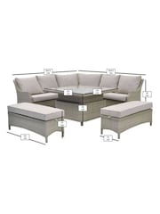 Bramblecrest Sandstone Woodchester Square Modular Sofa with Adjustable Casual Dining Table and 2 Benches - Image 3 of 6