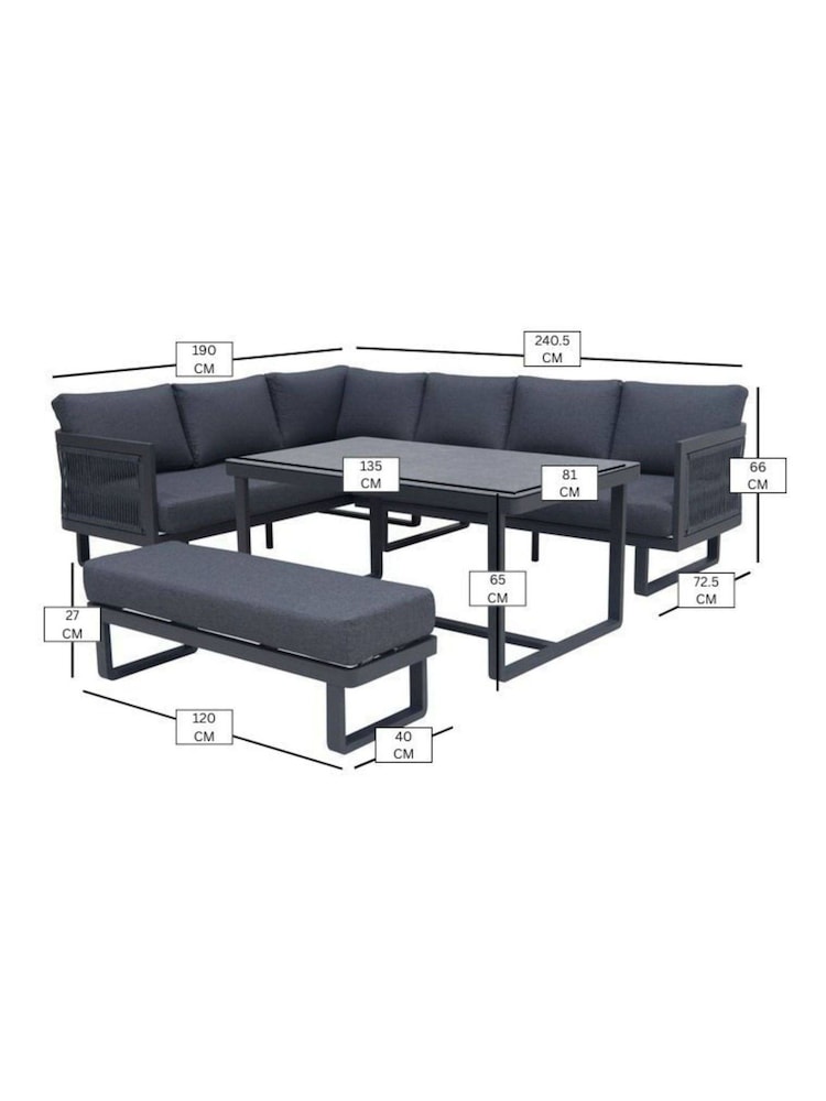 Bramblecrest Anthracite Hudson L-Shape Sofa Set with Rectangle Table and Bench - Image 6 of 6 Bramblecrest Anthracite Hudson L-Shape Sofa Set with Rectangle Table and Bench - Image 6 of 6