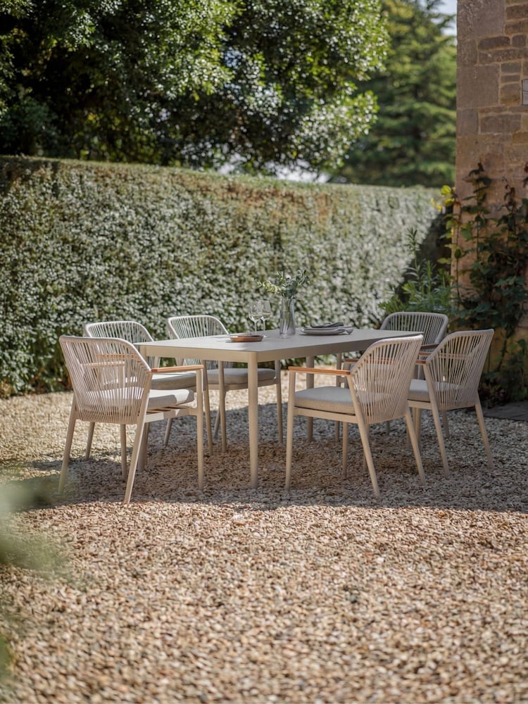 Bramblecrest Mocha Antibes Rectangle Dining Table with 6 Chairs and Parasol - Image 2 of 6