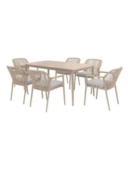 Bramblecrest Mocha Antibes Rectangle Dining Table with 6 Chairs and Parasol - Image 5 of 6