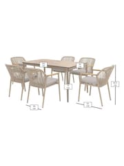 Bramblecrest Mocha Antibes Rectangle Dining Table with 6 Chairs and Parasol - Image 6 of 6