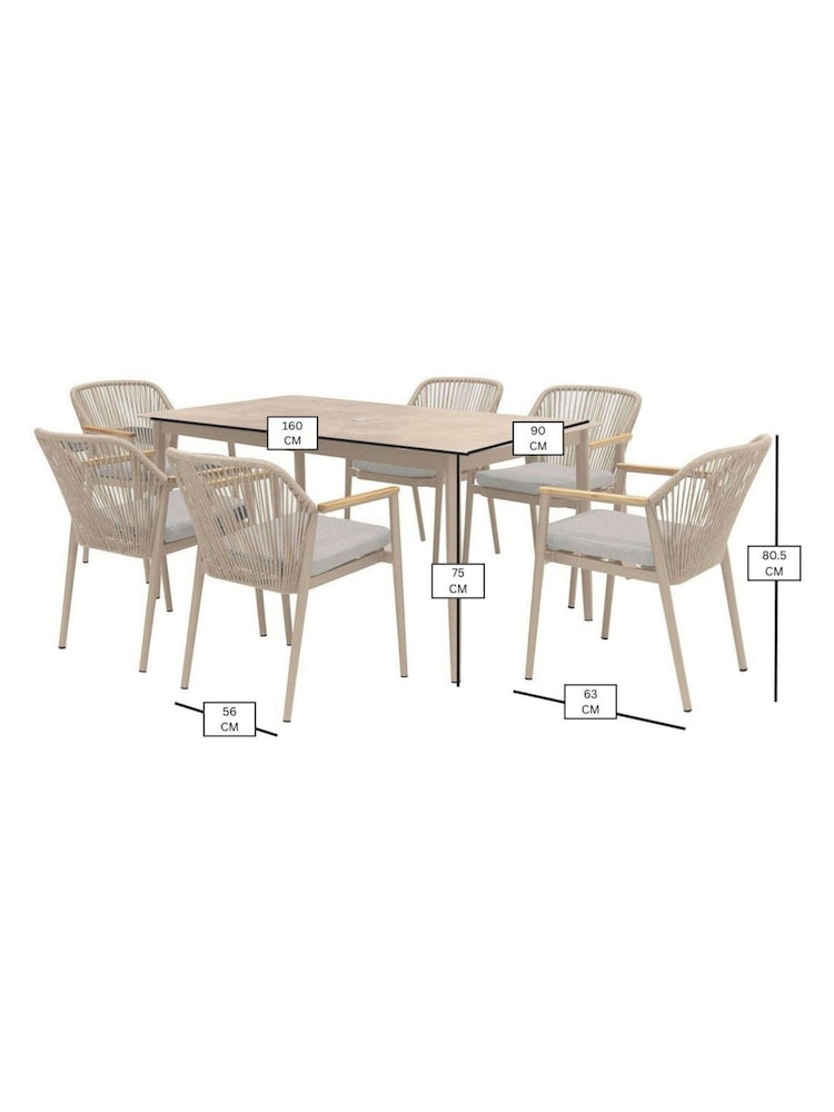 Bramblecrest Mocha Antibes Rectangle Dining Table with 6 Chairs and Parasol - Image 6 of 6