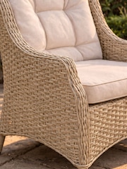 Bramblecrest Sandstone Woodchester Rectangle Table with 8 Dining Armchair and Parasol - Image 2 of 5