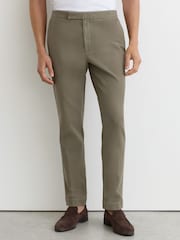 Reiss Dark Green Jason Garment-Dyed Piqué Suit Trousers Tailored-Fit - Image 3 of 7