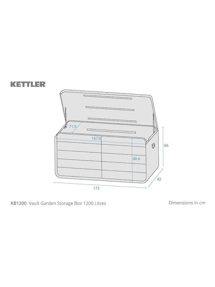 Kettler Grey Vault Garden Storage Box 1200L - Image 3 of 3 Kettler Grey Vault Garden Storage Box 1200L - Image 3 of 3