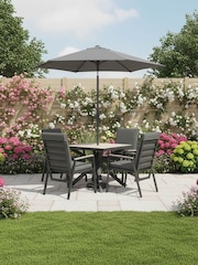 Kettler Anthracite Grey Tudor Garden 4 Seater Reclining Set with Parasol a Base - Image 1 of 6