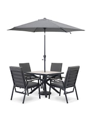 Kettler Anthracite Grey Tudor Garden 4 Seater Reclining Set with Parasol a Base - Image 2 of 6